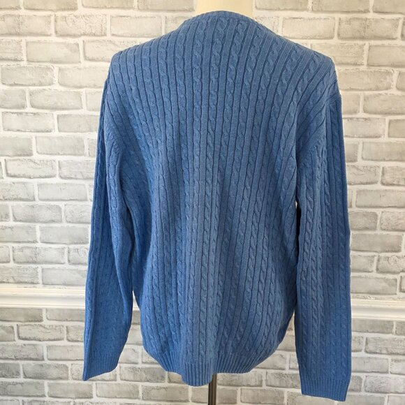 Chaps Light Blue Cable Knit Sweater NEW XL Men Fisherman Preppy Pullover Crew - Picture 3 of 8